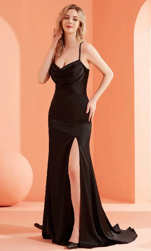 Trendy Pulse J'Adore Dresses J22054 - Sleeveless Drape Neckline Evening Dress Feminine Soft - Hued Look