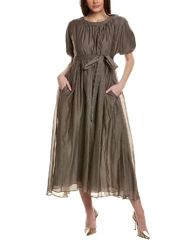 End-Of-Season Clearance S Max Mara Fresia Silk-Blend Maxi Dress Statement Piece