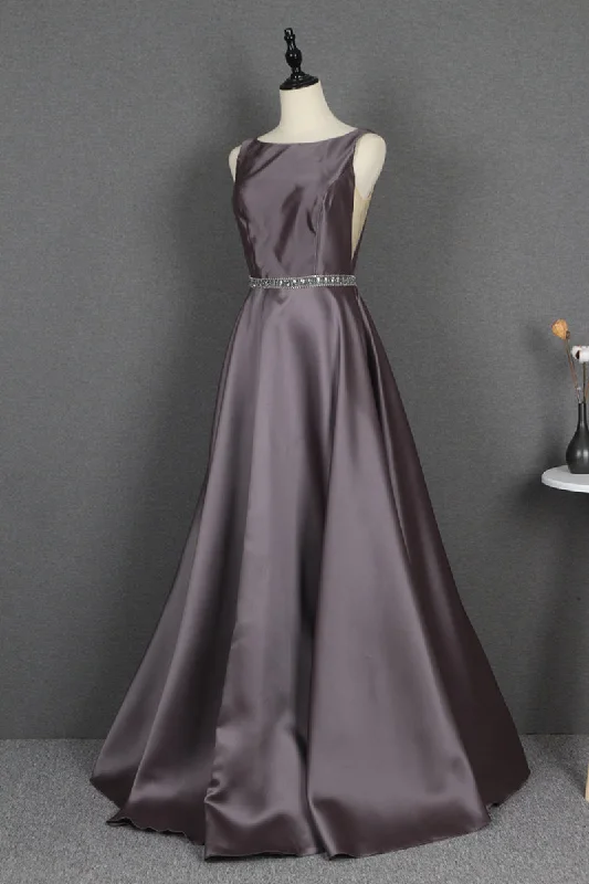 Vintage Style Deals Charming Backless A Line Beading Satin Floor Length Long Prom Dresses Y0385 Graceful Movement