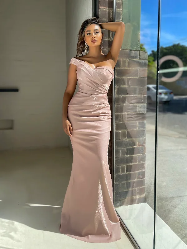 Special Offers One Shoulder Girl Graduation Party Dresses, Simple 2023 Long Prom Dresses, Mermaid Bridesmaid  Dresses End - Of - Month Blowout