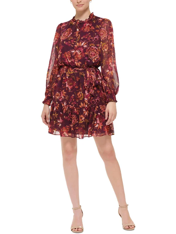 Premium Style Offers Womens Chiffon Floral Fit & Flare Dress Flash Deals