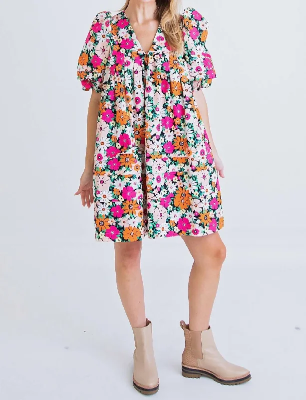 Timeless Elegance Sale Floral Puff Sleeve Dress In Black Urban Sophistication