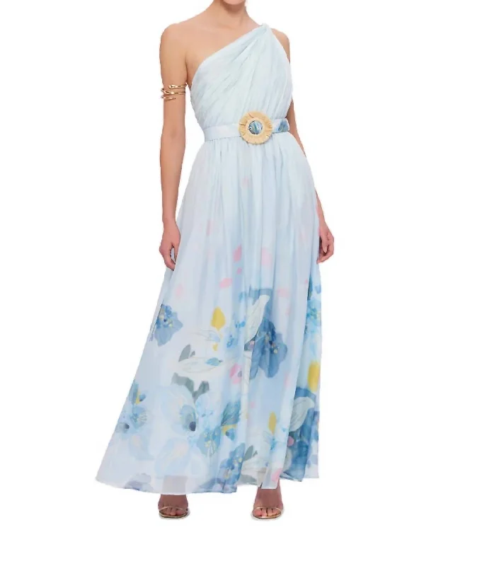 Hot Brand Discounts Adriana One Shoulder Maxi Dress In Tranquility Print Contemporary Elegance