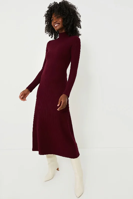 Chic Trend Collection Cassis Long Sleeve Mock Neck Dress Effortless Comfort