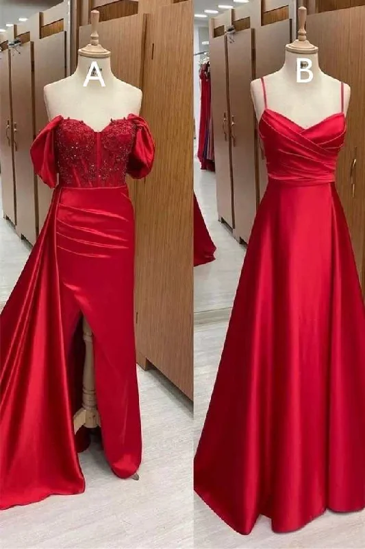 Feminine Style Promotions Mismatched Red Satin Long Bridesmaid Dress Limited - Edition Drops