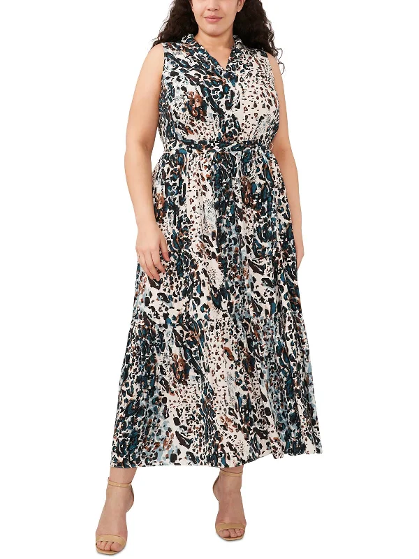 Luxe Style Discounts Plus Womens Animal Print Rayon Maxi Dress Chic Allure