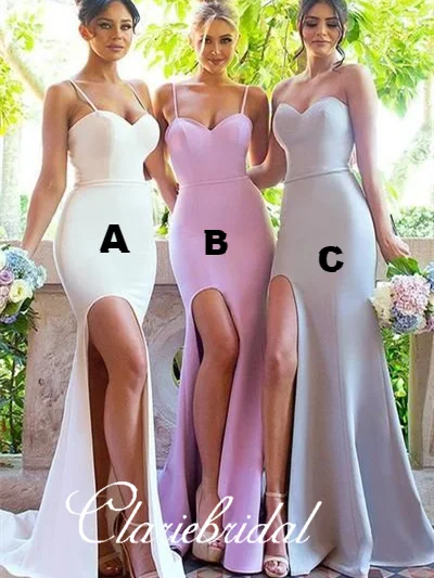 Seize Bargains Spaghetti Long Mermaid Side Slit Bridesmaid Dresses Refined Simplicity