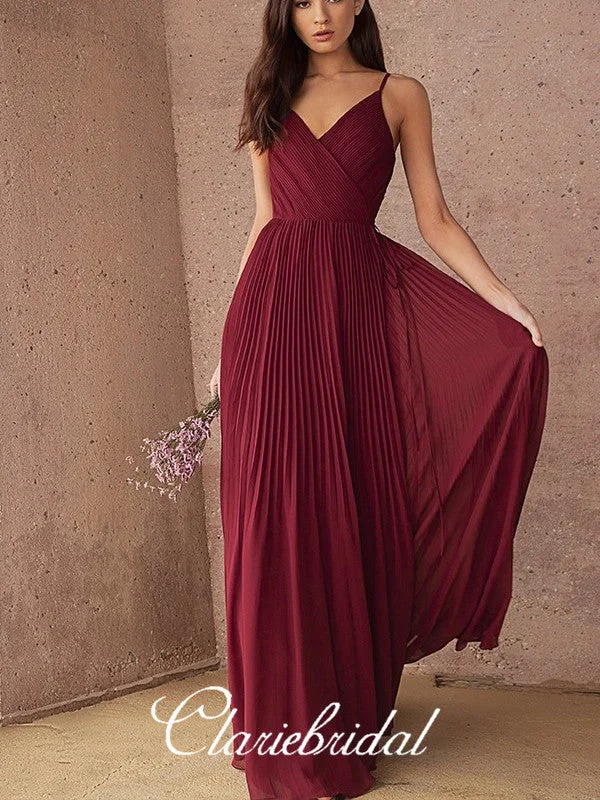 Day-To-Night Styles V-neck Long A-line Chiffon Bridesmaid Dresses Statement Piece