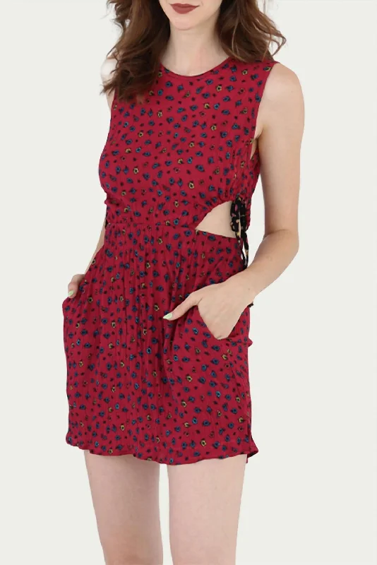 Sleek Style Discounts Cutout Floral-Print Gauze Mini Dress In Red Bold Silhouette