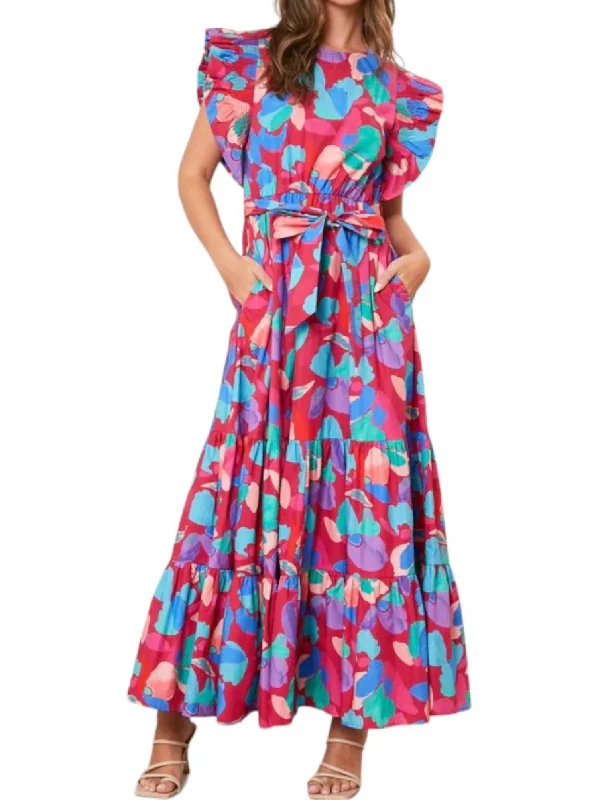 End Of Season Sale Berry Perfect Maxi Dress In Plum Multi Color Everyday Glamour