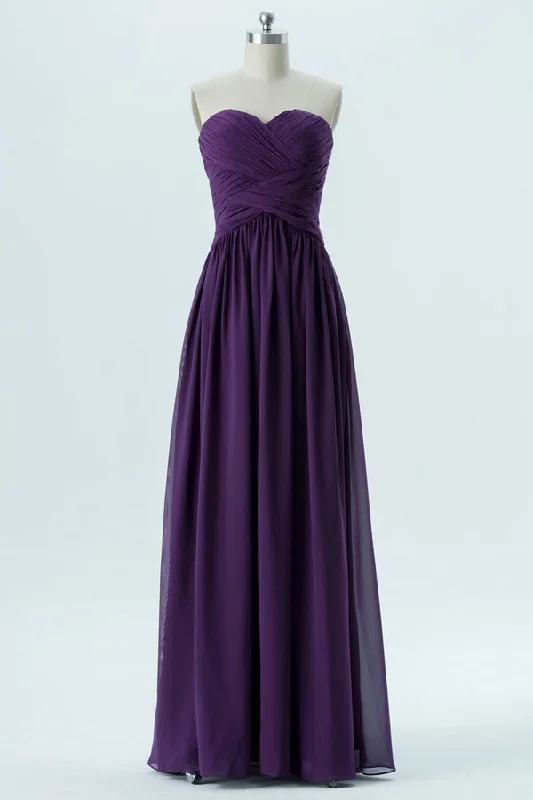 Cool Prices Purple Chiffon Sweetheart Strapless Bridesmaid Dress Contemporary Chic