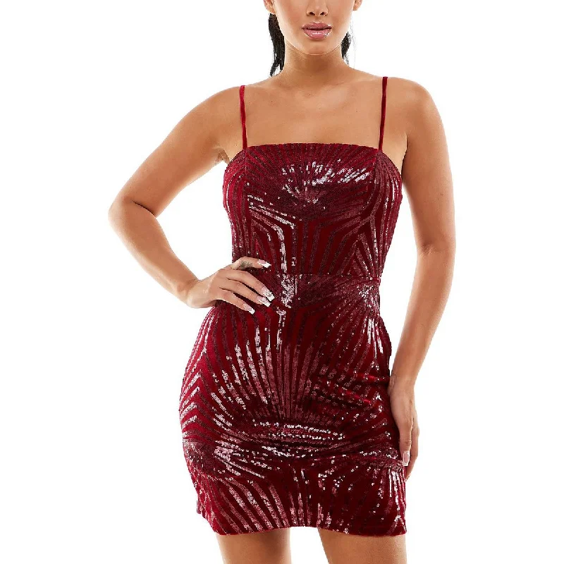 Ends Soon Crystal Doll Womens Juniors Velvet Mini Bodycon Dress Refined Simplicity