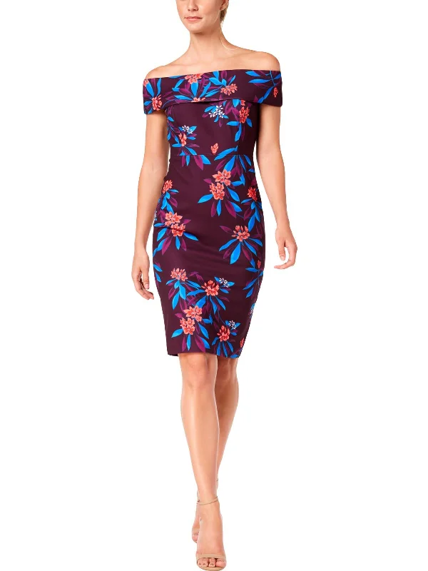 End-Of-Season Clearance Womens Floral Off-The-Shoulder Cocktail Dress Buy More, Save More