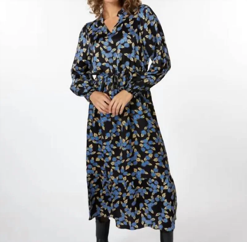 Daring Fashion Promotions Blue Floral Maxi Dress In Blue Floral Print Luxury Style