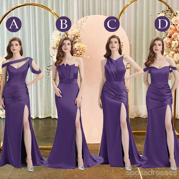 Casual Chic Mismatched Mermaid Plum Sexy Elegant Mermaid Long Bridesmaid Dresses, BD3394 Soft Textures