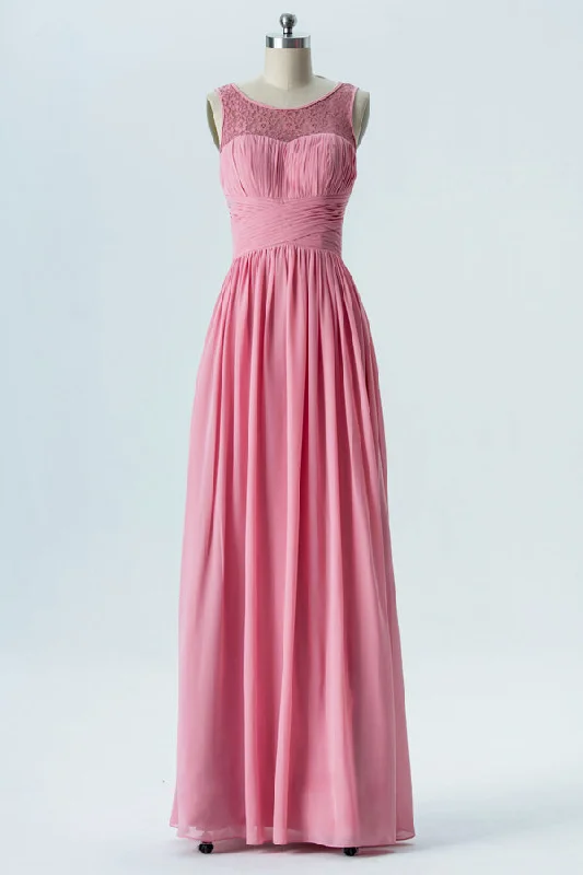 Spring Fashion Pink Sweetheart Sleeveless Bridesmaid Dress Elegant Details