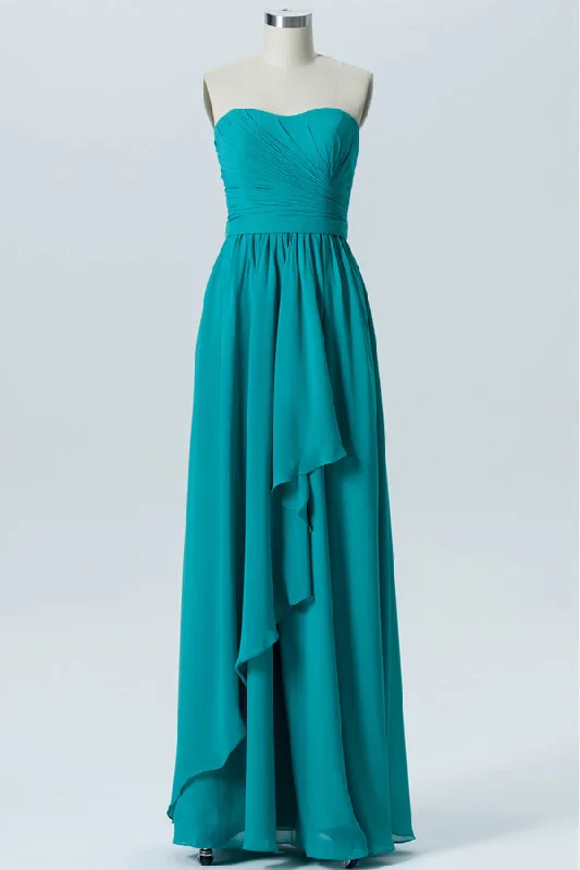 Explore What'S New Turquoise Strapless Ruffled Bridesmaid Dress Polished Finish