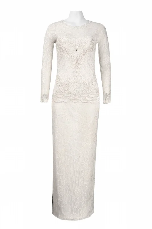 Boutique Styles Floral Lace Evening Dress In White Refined Look