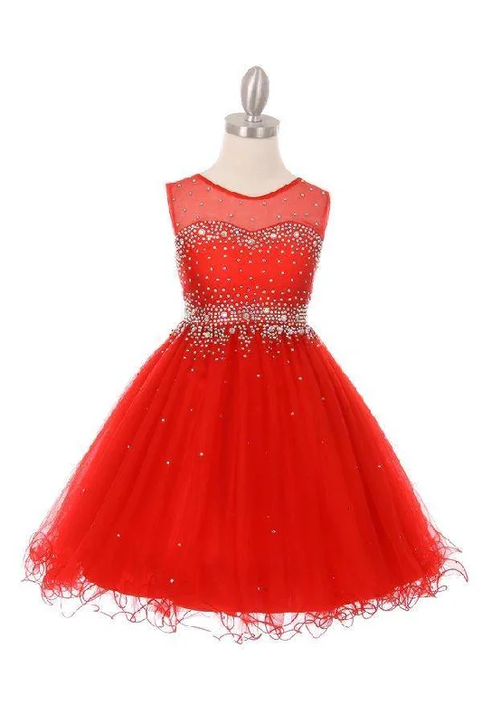 Low Price Special Sleeveless Illusion Neckline Sparkle Dress Flower Girls Sale Romantic Flair