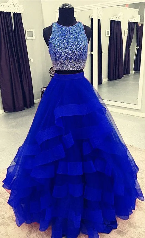 Vibrant Style Promotions Two Pieces Prom Dresses, Crew Prom Dresses, Ball Gown Prom Dresses, Ruffle Evening Dresses   cg12136 Classic Appeal