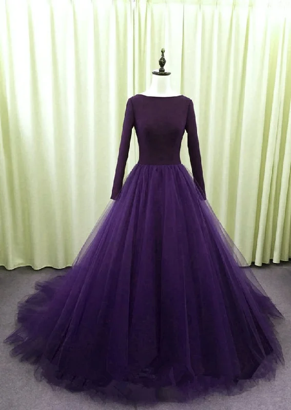 Vintage-Modern Style Offers long prom dress Gorgeous Spandex And Tulle Ball Gown Evening Dress, Purple Party Dress    cg13445 Disco - Inspired Retro Dance Look