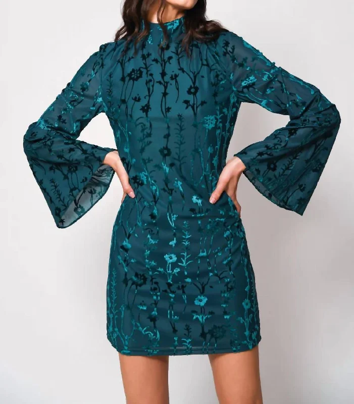 Urban Style Promotions Jazzy Dress In Emerald Floral Burnout Limited - Time Bundle