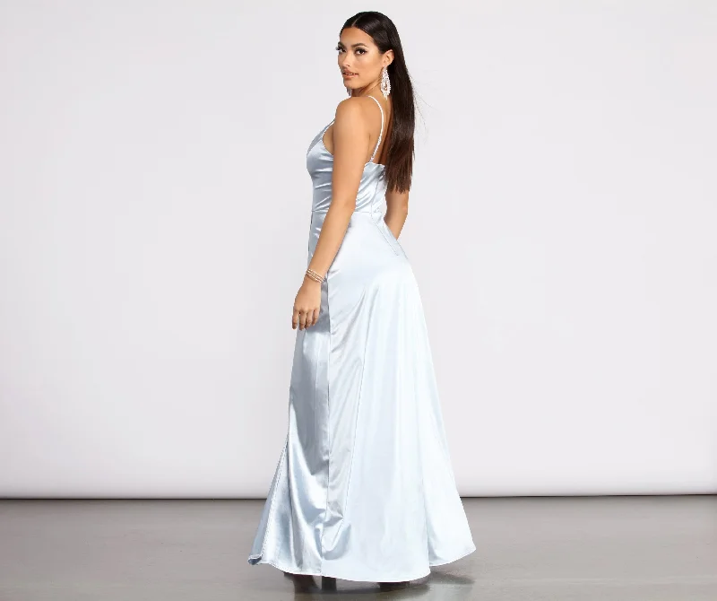 Day-To-Night Styles Ilana Satin Stylish Column Gown Buy More, Save More