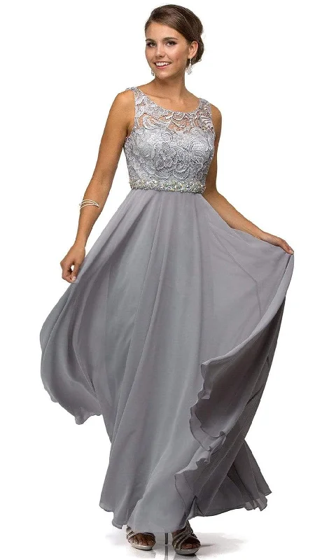 Flash Sale Now Dancing Queen - Sleeveless Lace Bodice Chiffon Prom Dress 9325 Hollywood Glam Award - Show Style