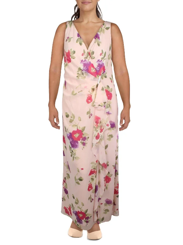 Daily Deals Womens Chiffon Floral Evening Dress Vintage Charm