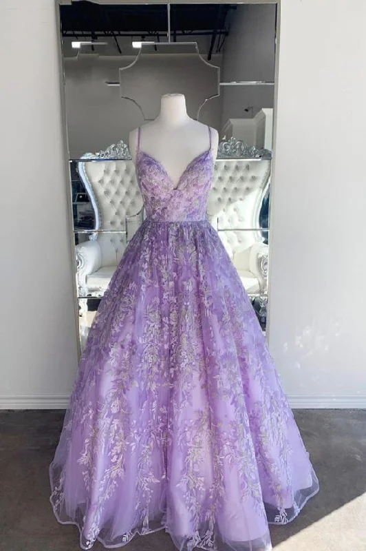 Holiday Glam Purple lace long ball gown dress formal dress prom dress evening dress   cg16996 Luxury Comfort