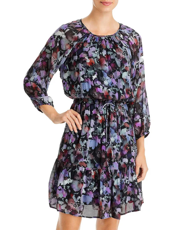 Relaxed Style Womens Three-Quarter Sleeves Floral Evening Dress Elevated Style