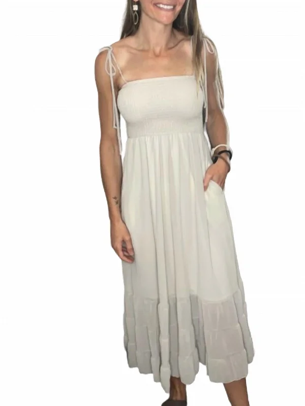 Crazy Discounts, Hurry Up Tube Shoulder Tie Maxi Dress In Beige Effortless Sophistication