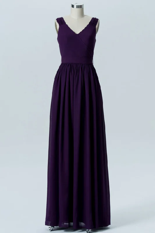 Enjoy Discount Simple Purple V-Neck Backless Bridesmaid Dress Save On Classic Elegant Styles