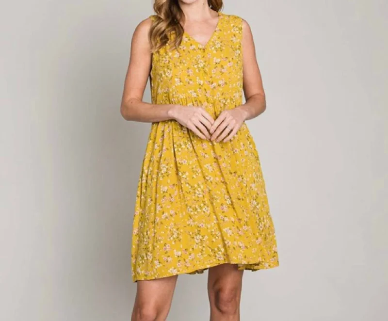 Flash Sale Fever Sunshine Floral Dress In Yellow Y2K Nostalgic Fashion Look