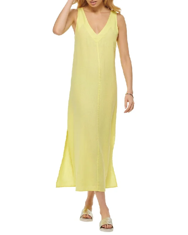 Trendy Styles DKNY V-Neck Linen Maxi Dress Refined Simplicity