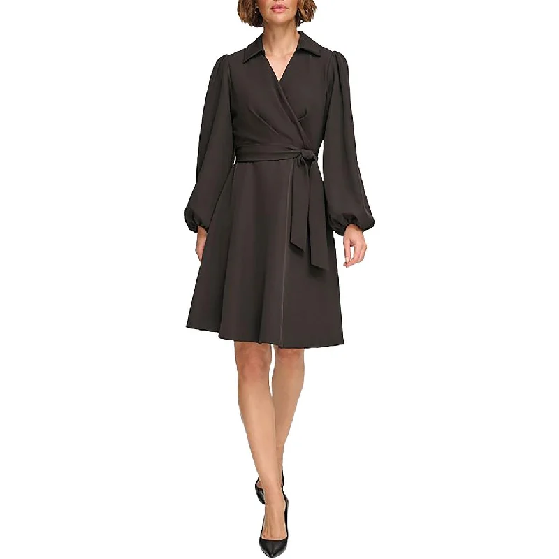 Timeless Style Promotions DKNY Womens Faux Wrap Midi Bodycon Dress Contemporary Elegance