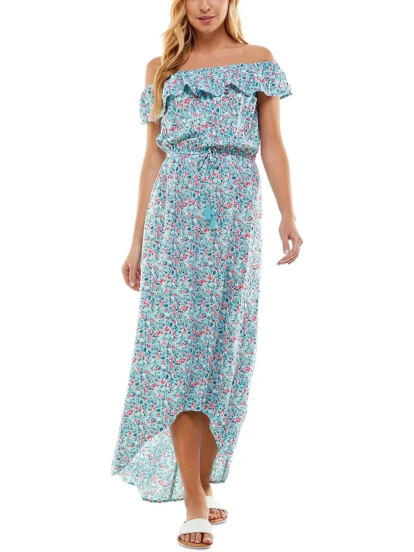 Everyday Elegance Sale Juniors Womens Floral Print Hi-Low Maxi Dress Refined Look