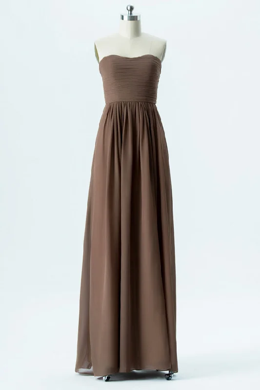 Special Offer For You Simple Brown Strapless Bridesmaid Dress Effortless Comfort