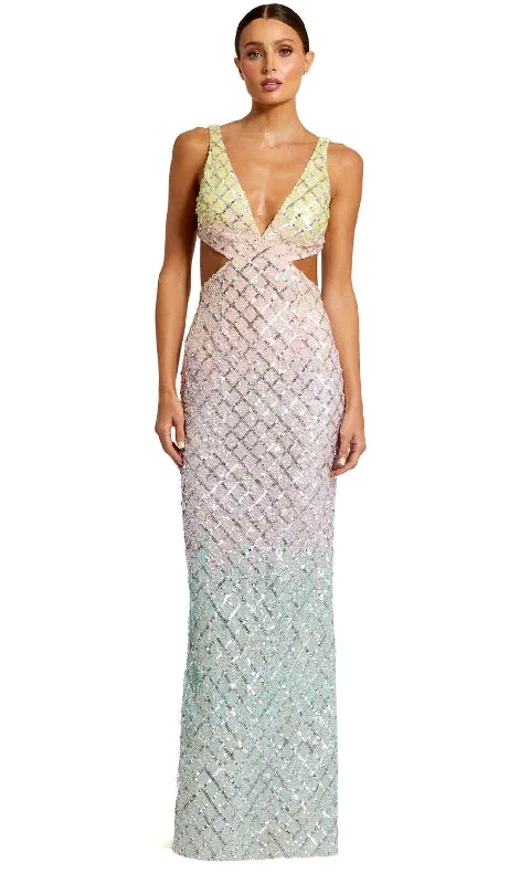 Unbeatable Deals Mac Duggal 6049 - Embellished Sleeveless Prom Dress Art Deco Geometric Pattern Look