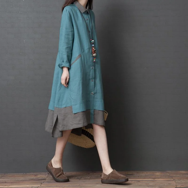 Vibrant Style Promotions Women Autumn Loose Linen Long Sleeve Dress Buy More, Save More