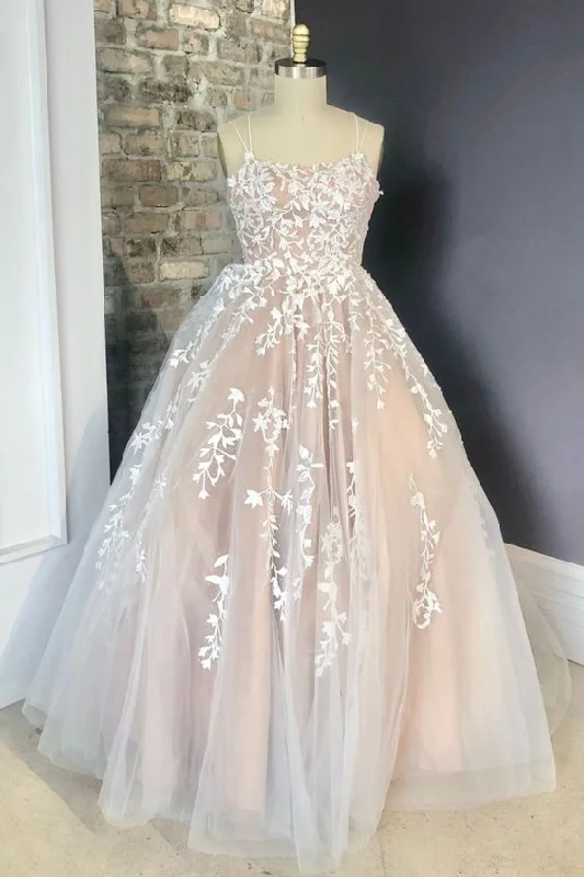 Budget-Friendly Fashion 2021 spaghetti straps ivory lace long prom gown princess dress   cg16850 Alluring Design