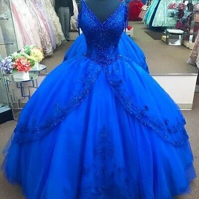 Chic Style Discounts Royal Blue Ball Gown Quinceanera Dresses Ruffles Princess Sweet 16 Dress Prom dresses cheap   cg16544 Today Only