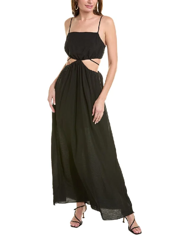 Valentine's Special SIMKHAI womens  Amora Maxi Dress, L, Black Bold Silhouette