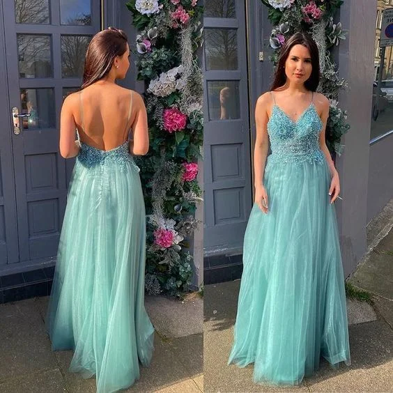 Contemporary Casual Deals Charming Prom Dress,Tulle Prom Gown,Spaghetti Straps Evening Dress,A-Line Prom Gown    cg16173 Feminine Flow