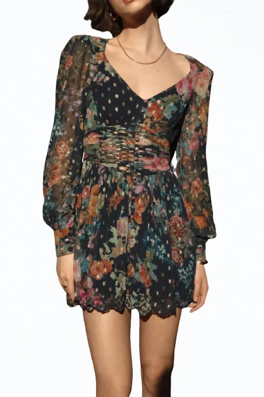 Classic Modern Offers Rafa Floral-Print Chiffon Mini Dress In Navy Blue Luxury Comfort