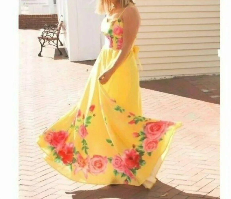 Limited-Time Offer Floral Maxi Dress In Yellow Floral Dreamy Aesthetic