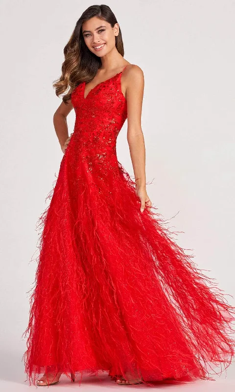 Seasonal Trends Colette By Daphne CL2044 - Sleeveless Feathered Evening Dress Refined Simplicity