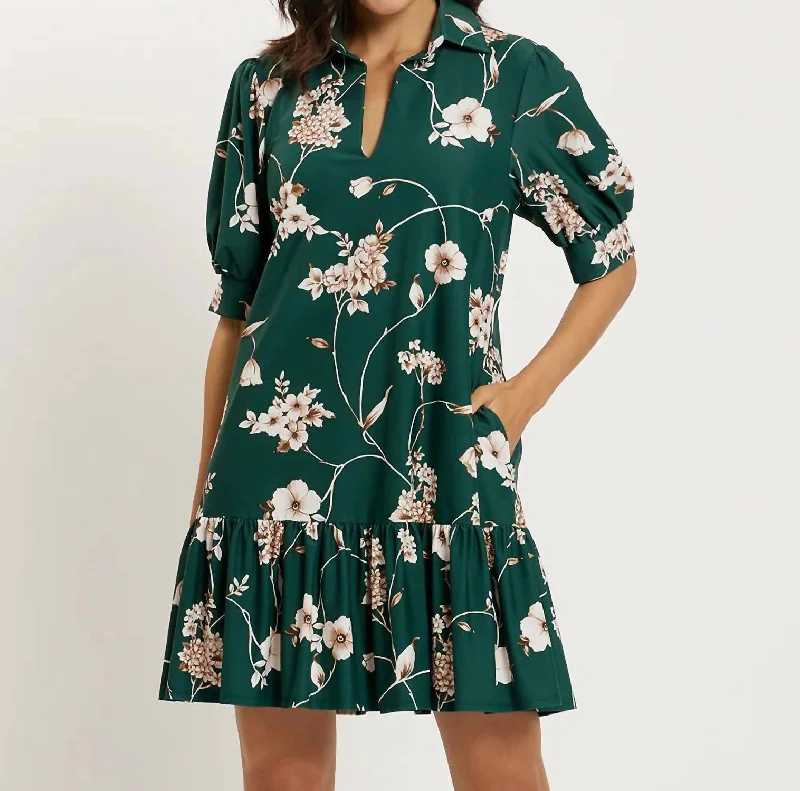 Swimwear Summer Blowout Tierney Dress In Charming Floral Evergreen Limited - Edition Drops