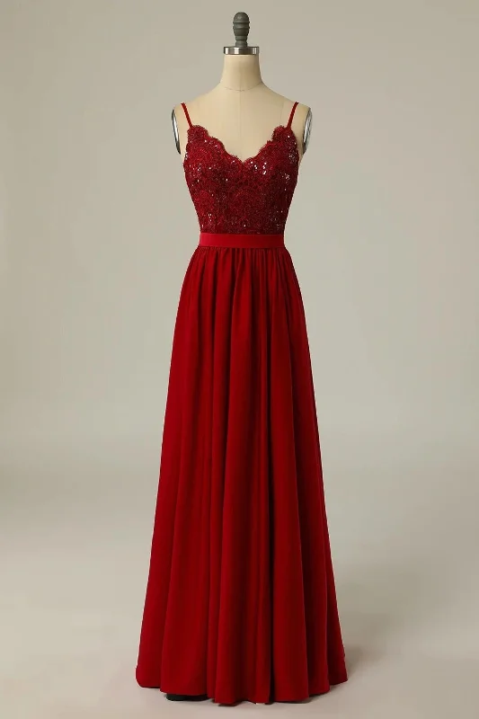 Mega Sale Red Lace Straps Banded Waist Bridesmaid Dress Grab Romantic Date - Night Styles Now