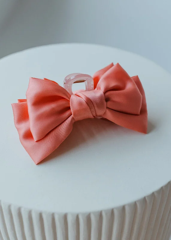 Hot Styles SATIN BOW HAIR CLAW IN BLUSH PINK Today Only